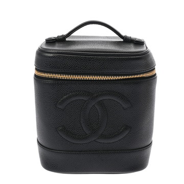シャネル バニティ ブラック/ゴールド金具 A01998 キャビアスキン レディース バッグ 【中古】【bag】