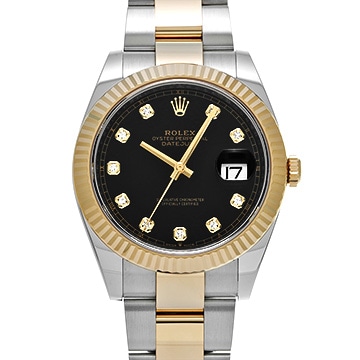 ロレックス デイトジャスト 41 126333G ブライトブラック/ダイヤモンド メンズ 時計 【中古】【wristwatch】