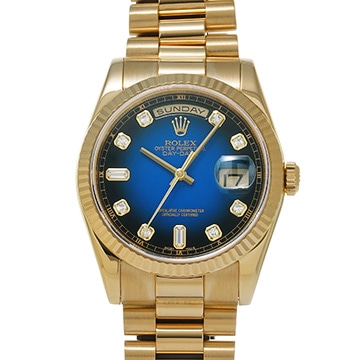 ロレックス デイデイト 118238A ブルー・グラデーション/ダイヤモンド メンズ 時計 【中古】【wristwatch】
