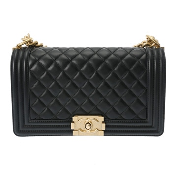 シャネル ボーイシャネル チェーンショルダー 25cm ブラック A67086 ラムスキン レディース バッグ 【中古】【bag】