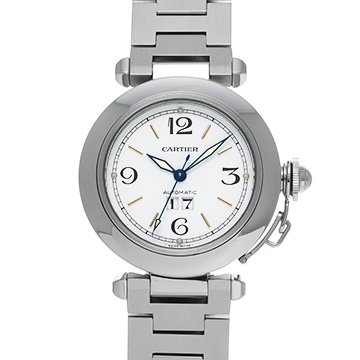 カルティエ パシャC ビッグデイト W31044M7 ホワイト ユニセックス 時計 【中古】【wristwatch】