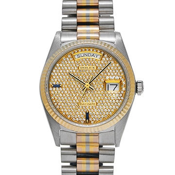 ロレックス デイデイト トリドール 18039BIC シャンパン/ダイヤモンド/サファイア メンズ 時計 【中古】【wristwatch】