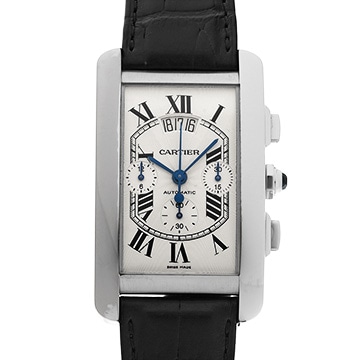 カルティエ タンクアメリカン クロノグラフ XL W2610651 シルバー メンズ 時計 【中古】【wristwatch】