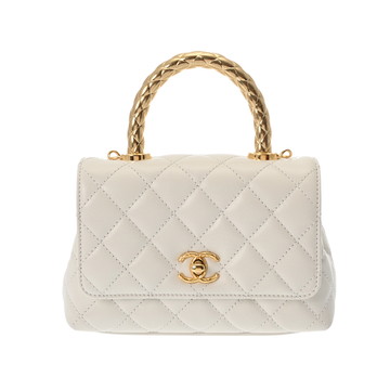 シャネル ココハンドル XXS ホワイト AS2215 カーフ レディース バッグ 【未使用】【bag】