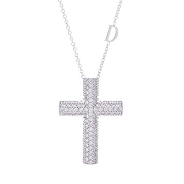 ダミアーニ クロスネックレス パヴェ シルバー K18ホワイトゴールド WG レディース ジュエリー 【中古】【jewelry】