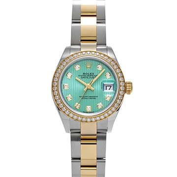 ロレックス レディ デイトジャスト 28 279383RBR ミントグリーン/ダイヤモンド レディース 時計 【中古】【wristwatch】