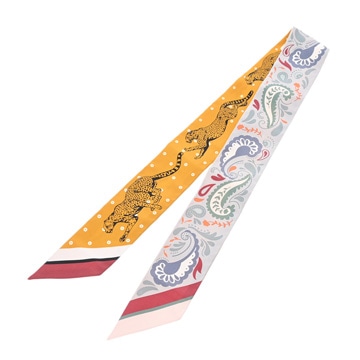 エルメス ツイリー GUEPARDS BANDANA イエロー/ブルー 064179S シルク100％ レディース 【新品】【other】