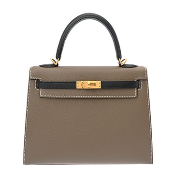 エルメス ケリー 25 外縫い SPオーダー エトゥープ/ブラック ヴォーエプソン レディース バッグ 【中古】【bag】