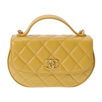 シャネル チェーンショルダー  イエロー カーフスキン レディース バッグ 【中古】【bag】