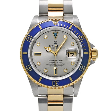 ロレックス サブマリーナ デイト 16613SG グレー/サファイア/ダイヤモンド メンズ 時計 【中古】【wristwatch】