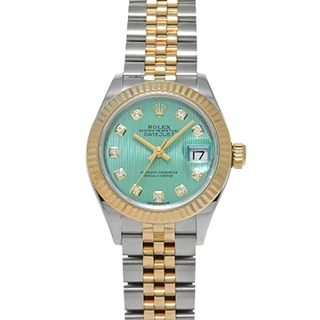 ロレックス レディ デイトジャスト 28 279173G ミントグリーンタペストリー/ダイヤモンド レディース 時計 【中古】【wristwatch】