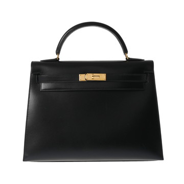 エルメス ケリー 32 外縫い 2WAY ブラック ボックスカーフ レディース バッグ 【中古】【bag】