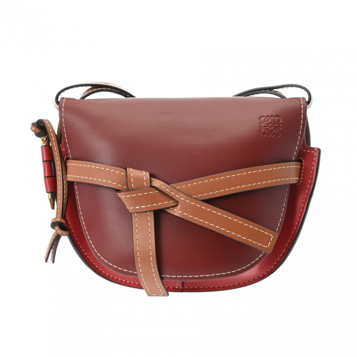 ロエベ ゲートバッグ スモール ワインレッド/レッド/ブラウン 321.54.T20 レザー レディース バッグ 【中古】【bag】