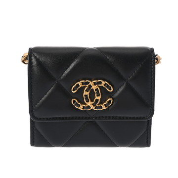 シャネル マトラッセ CHANEL19 チェーンコインパース ブラック AP1787 ラムスキン レディース 財布 【中古】【purse】