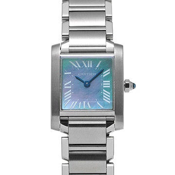 カルティエ タンクフランセーズ SM W51034Q3 ブルーシェル レディース 時計 【中古】【wristwatch】