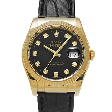 ロレックス デイトジャスト 36 116138 ブラック/ダイヤモンド メンズ 時計 【中古】【wristwatch】