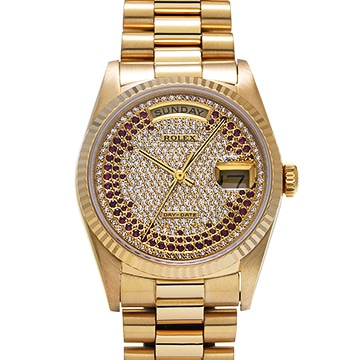 ロレックス デイデイト 18238 シャンパン/ダイヤモンド/ルビー メンズ 時計 【中古】【wristwatch】