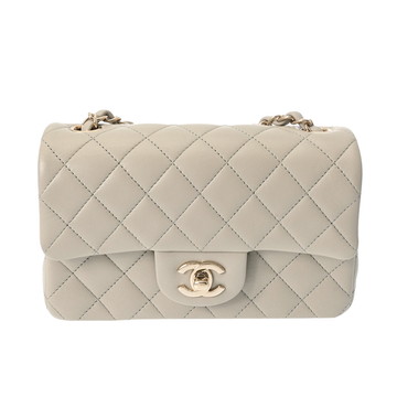 シャネル ミニ クラシック ハンドバッグ 20cm グレー A69900 ラムスキン レディース バッグ 【中古】【bag】