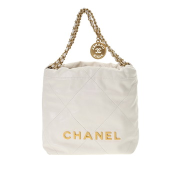 シャネル ミニ ハンドバッグ CHANEL22 ホワイト AS3980 シャイニーカーフスキン レディース バッグ 【中古】【bag】