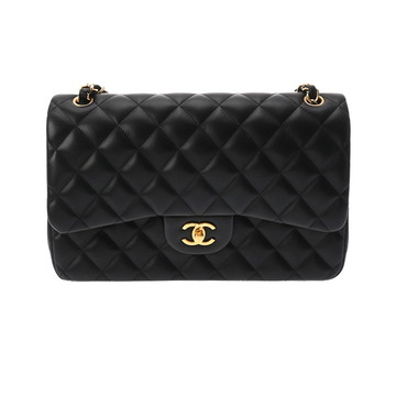 シャネル マトラッセ Wフラップ Wチェーンショルダー 30 ブラック A58600 ラムスキン レディース バッグ 【中古】【bag】