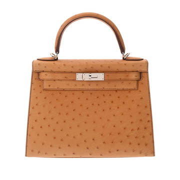 エルメス ケリー 28 外縫い 2WAY ゴールド オーストリッチ レディース バッグ 【中古】【bag】