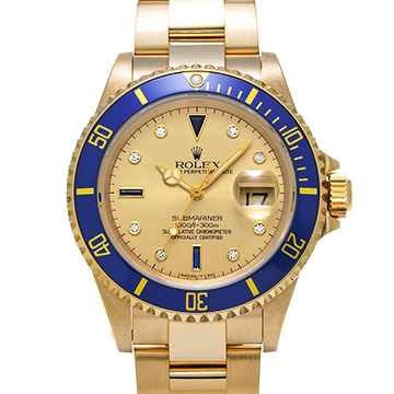 ロレックス サブマリーナ デイト 16618SG シャンパン/ダイヤモンド/サファイア メンズ 時計 【中古】【wristwatch】