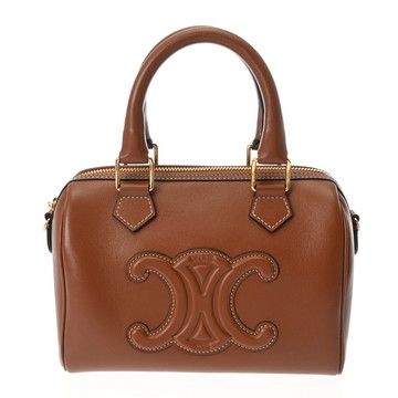 セリーヌ スモール ボストン タン 113773DU3.04LU スムースカーフ レディース バッグ 【中古】【bag】