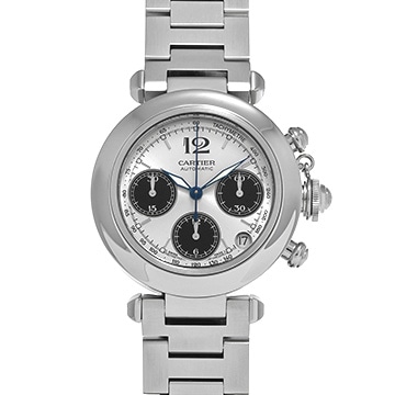 カルティエ パシャC クロノグラフ W31048M7 シルバー/ブラック メンズ 時計 【中古】【wristwatch】