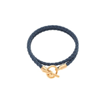 エルメス グレナン ドゥブルトゥール ＃T2 ブルー/ゴールド金具 デニム レディース ジュエリー 【未使用】【jewelry】
