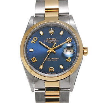 ロレックス オイスターパーペチュアル デイト 15203 ブルー メンズ 時計 【中古】【wristwatch】