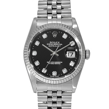 ロレックス デイトジャスト 16234G ブラック/ダイヤモンド メンズ 時計 【中古】【wristwatch】