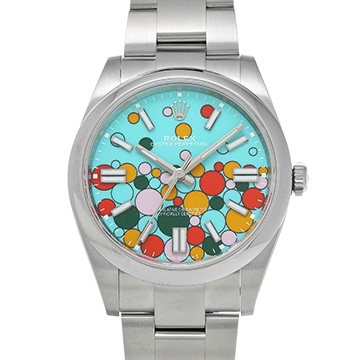 ロレックス オイスターパーペチュアル 41 124300 ターコイズブルー セレブレーションモチーフ メンズ 時計 【中古】【wristwatch】