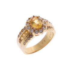 ノーブランド イエローサファイアリング ゴールド K18イエローゴールド YG レディース ジュエリー 【中古】【jewelry】