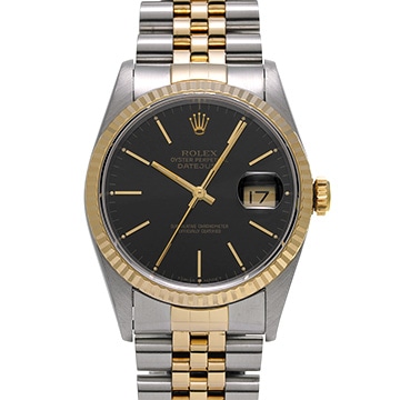 ロレックス デイトジャスト 16233 ブラック メンズ 時計 【中古】【wristwatch】