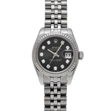 ロレックス デイトジャスト 179174G ブラックコンピュータ/ダイヤモンド レディース 時計 【中古】【wristwatch】