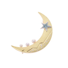 ノーブランド 三日月ブローチ ゴールド K18イエローゴールド YG/Pt900プラチナ レディース ジュエリー 【中古】【jewelry】