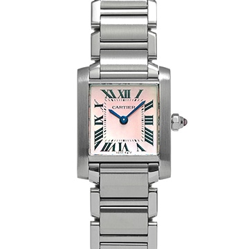 カルティエ タンク フランセーズ SM W51028Q3 ピンクシェル レディース 時計 【中古】【wristwatch】