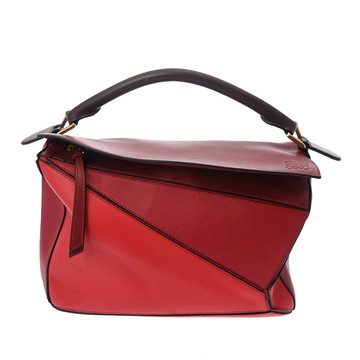 ロエベ パズルバッグ レッド カーフ レディース バッグ 【中古】【bag】