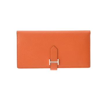 エルメス ベアン スフレ オレンジ ヴォーエプソン ユニセックス 財布 【中古】【purse】