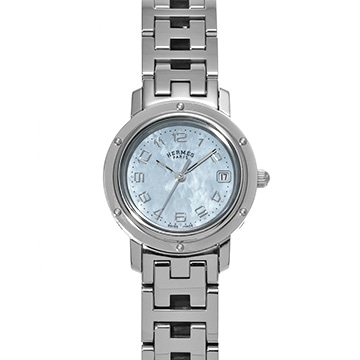 エルメス クリッパー ナクレ CL4.210 ブルーシェル レディース 時計 【中古】【wristwatch】