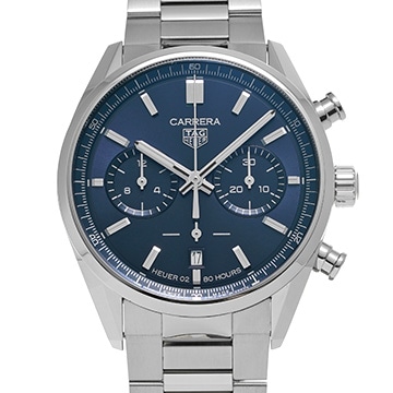 タグ ホイヤー カレラ キャリバーホイヤー02 クロノグラフ CBN2011.BA0642 ブルー メンズ 時計 【中古】【wristwatch】