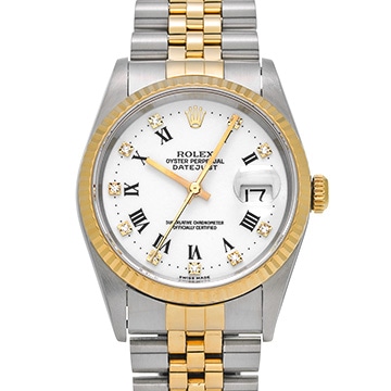 ロレックス デイトジャスト 16233G ホワイト/ダイヤモンド メンズ 時計 【中古】【wristwatch】
