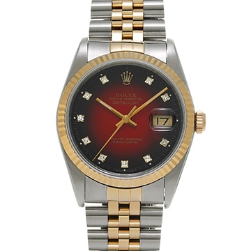 ロレックス デイトジャスト 16233G チェリー・グラデーション/ダイヤモンド メンズ 時計 【中古】【wristwatch】