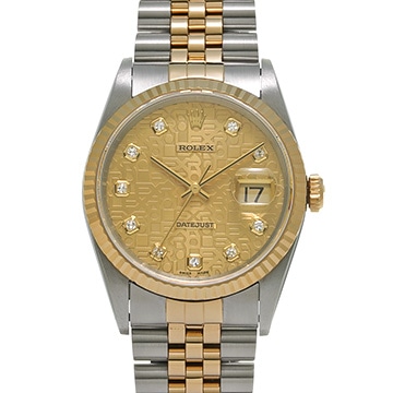 ロレックス デイトジャスト 16233G シャンパンコンピュータ/ダイヤモンド メンズ 時計 【中古】【wristwatch】