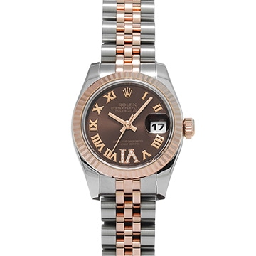 ロレックス デイトジャスト 179171 チョコレートブラウン/ダイヤモンド レディース 時計 【中古】【wristwatch】