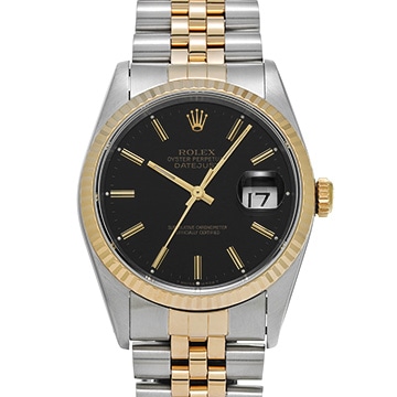 ロレックス デイトジャスト 16233 ブラック メンズ 時計 【中古】【wristwatch】