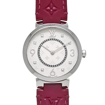 ルイ ヴィトン タンブール スリム Q13MJZ シルバー/ダイヤモンド レディース 時計 【中古】【wristwatch】