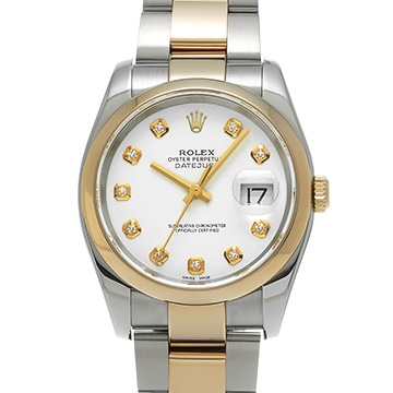 ロレックス デイトジャスト 36 116203G ホワイト/ダイヤモンド メンズ 時計 【中古】【wristwatch】