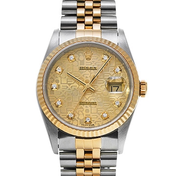 ロレックス デイトジャスト 16233G シャンパンコンピュータ/ダイヤモンド メンズ 時計 【中古】【wristwatch】
