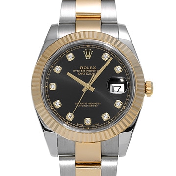 ロレックス デイトジャスト 41 126333G ブライトブラック/ダイヤモンド メンズ 時計 【中古】【wristwatch】